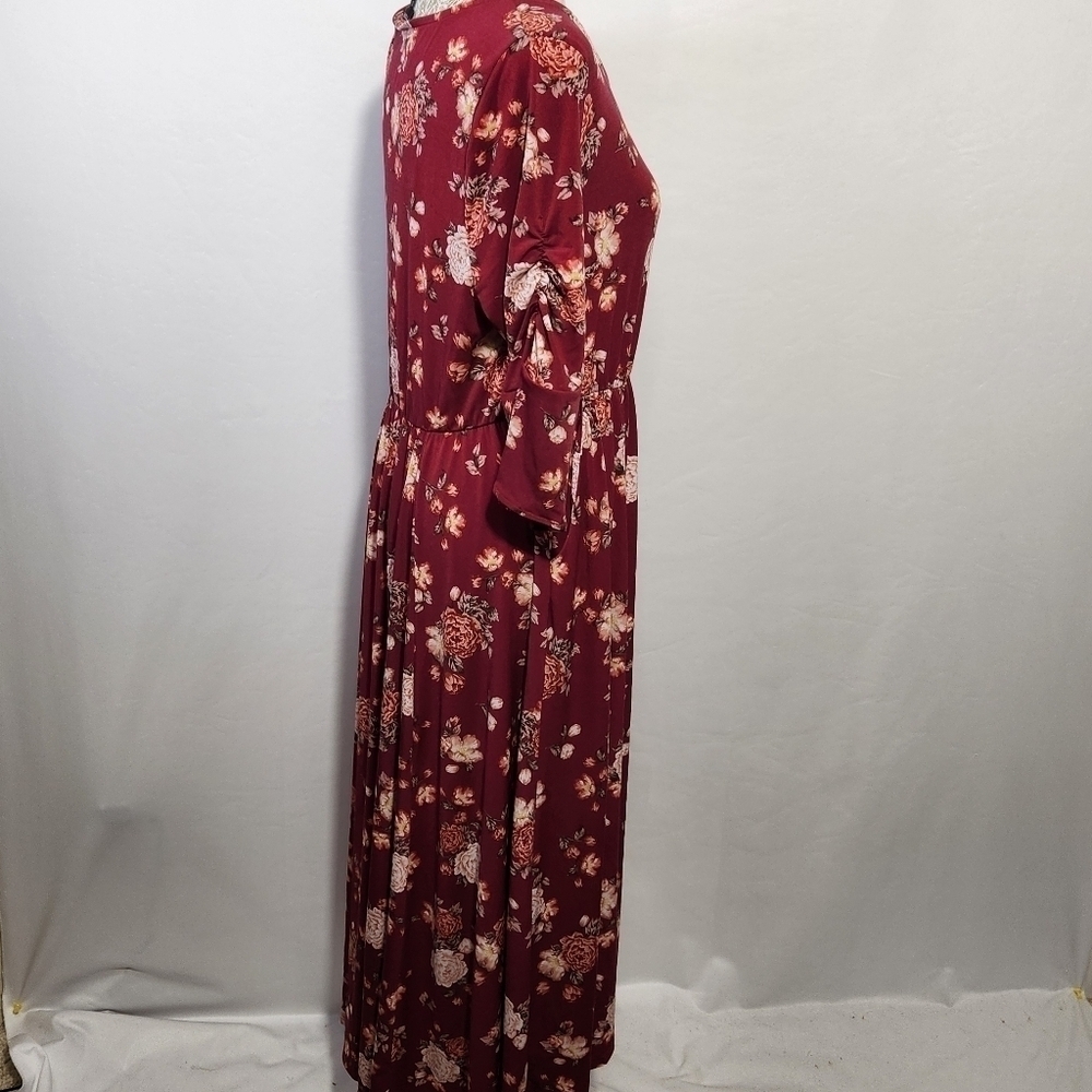 Torrid Dress Women Floral Print Empire Waist Pockets Scoop Neck 3/4 Sleeve SZ 10 - Picture 8 of 14